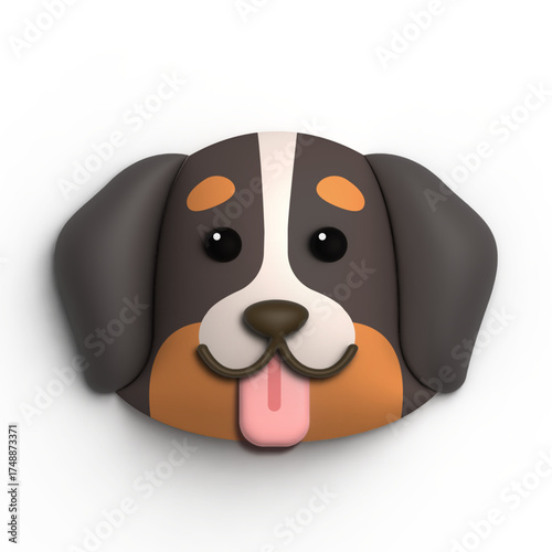 3D Render Cute Bernese Mountain Dog Illustration With A Soft Color Concept And A Shape Like A Toy Or Doll