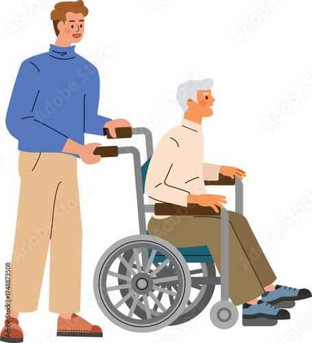 Volunteers helping elderly people
