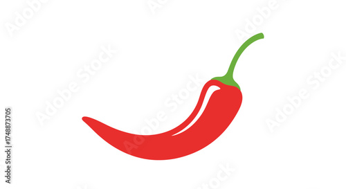 A simple vector illustration of a single red hot chili pepper with a green stem on a white background.