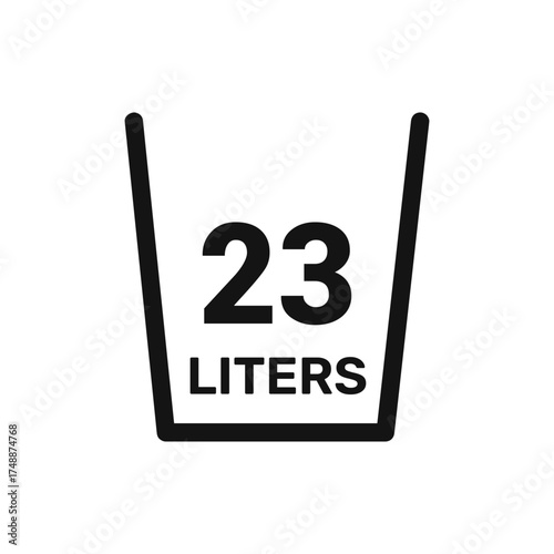 23 liters icon vector liquid measure vector white background