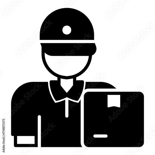 The package courier icon with someone carrying a package box