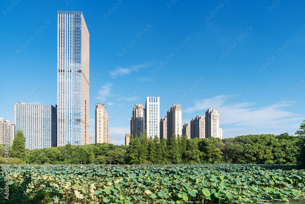 Fototapeta premium Lakeside modern office building in China