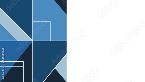 Modern geometric vector background template. Blue and white corporate design with negative space.