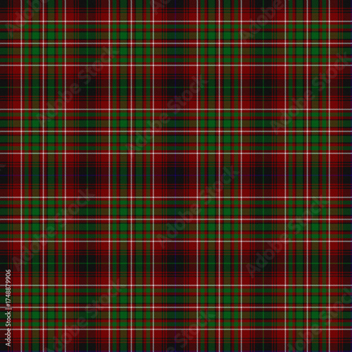 Black, White, Red, Green, Blue Tartan Weave Pattern - Tile