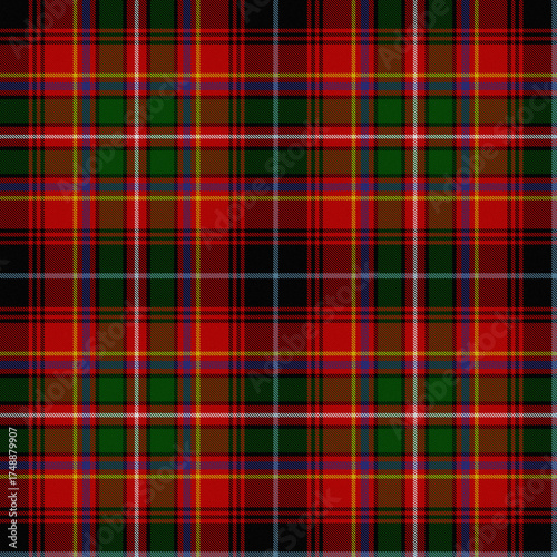 Black, Green, Blue, White, Red, Yellow Tartan Weave Pattern - Tile