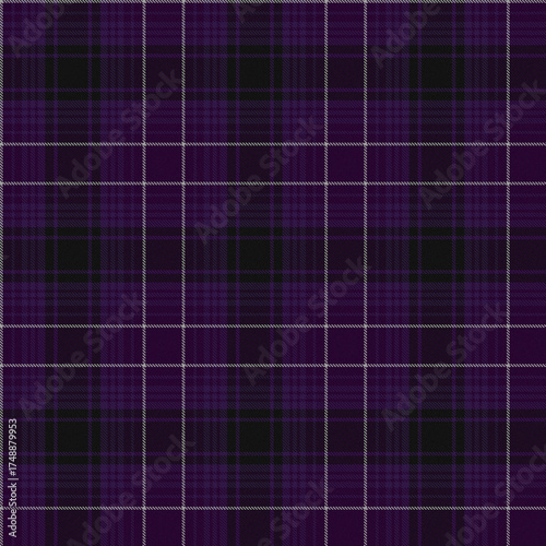 Purple, Gray, Blue, Black Tartan Weave Pattern - Tile