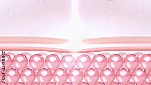 Laser shot through Saggy skin cell layer, skin and Facial treatment. 3D animation.
