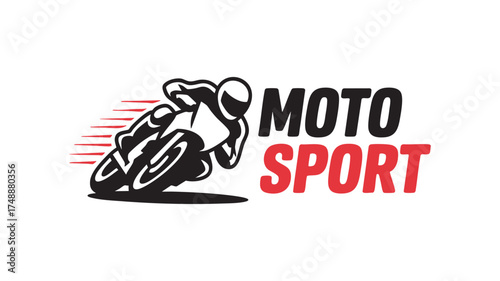 Dynamic motorbike racing logo for moto sport enthusiasts speed and action