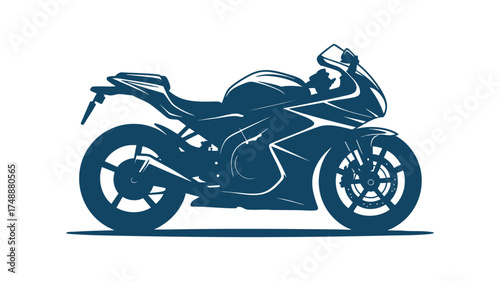 Sleek blue sport motorcycle graphic icon with dynamic lines perfect for automotive themes