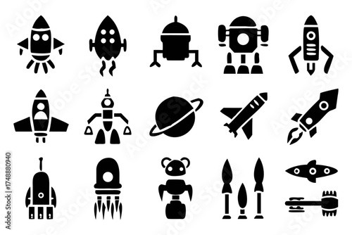 Collection of various space ships and robots
