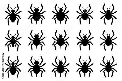 Collection of various spider silhouettes