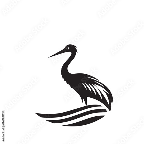 black and white stork logo vector