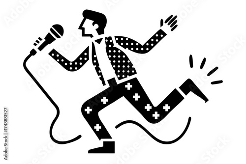 Dynamic singer performing with energy