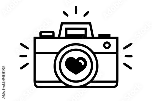 Vintage camera with heart shape