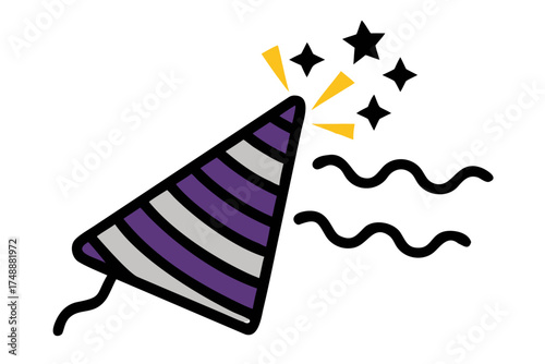 Party popper with stars for celebration event