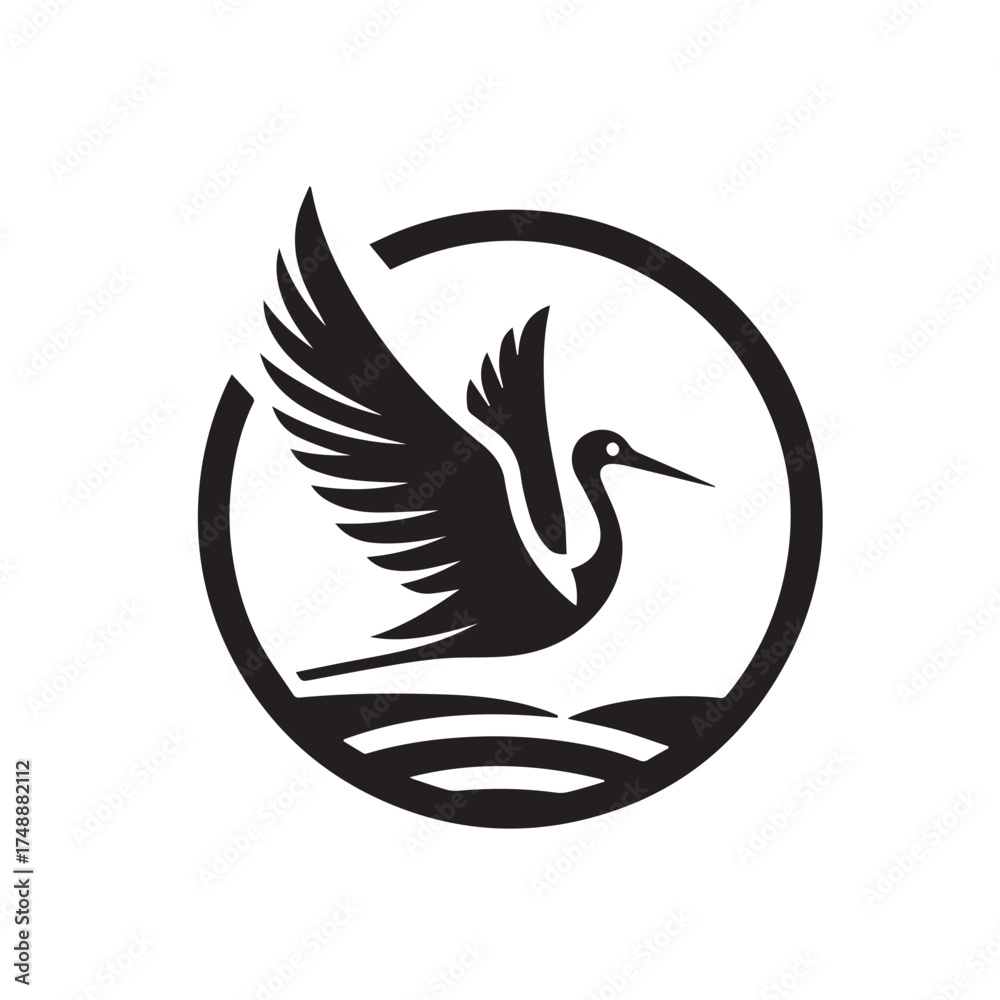 Obraz premium black and white stork logo vector
