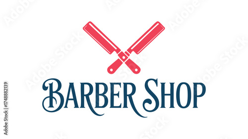 Classic barber shop logo with crossed combs and vintage typography