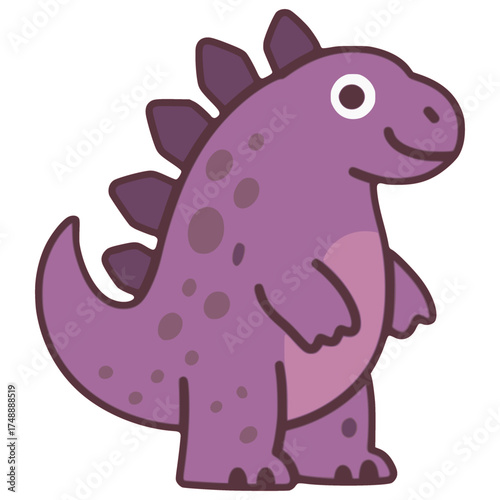 purple giant dinosaur standing legendary animal flat color vector illustration template design
