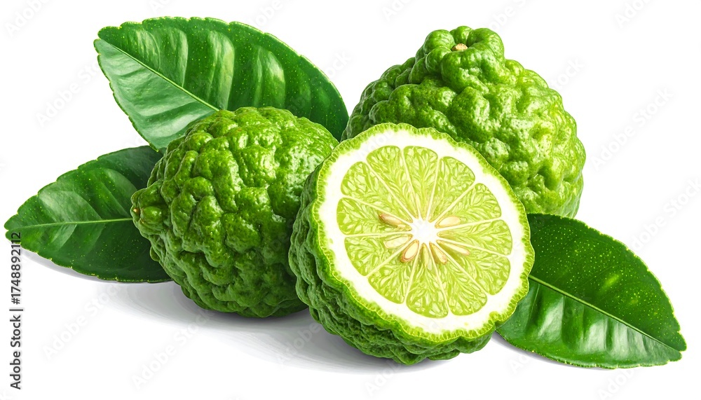 Fototapeta premium Fresh Bergamot Fruits and Leaves.