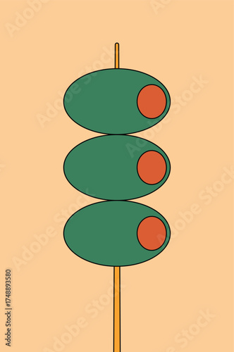 Design wall art olive skewer unique with outline