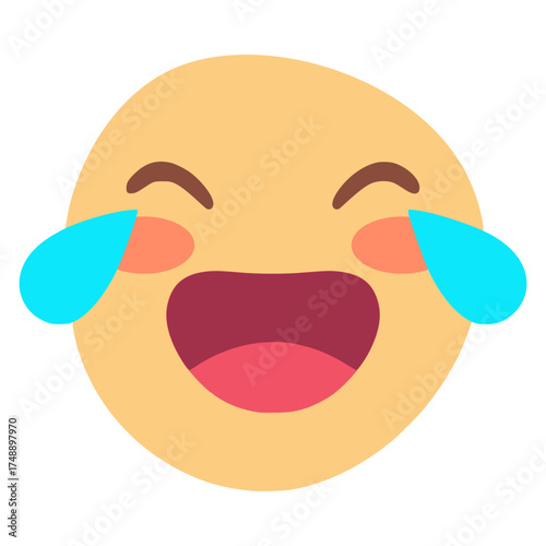 tear of laughter emoji happy emoticon flat color vector illustration template design
