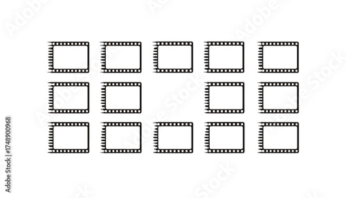 Vector set of blank Vistavision film frames. Empty movie negative strip border. Retro cinema photography template. 35mm photo slide for design. Old film reel background.