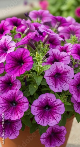 Vibrant Purple Petunias in Full Bloom - A Floral Delight.