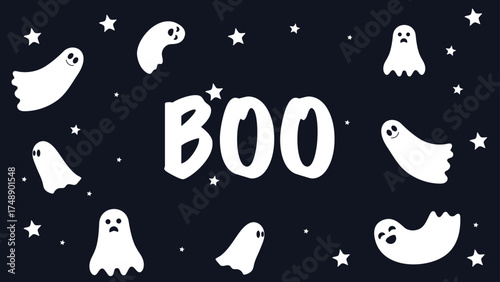 boo spirit for halloween vector art, background, wallpaper, template, leaflet poster for welcoming halloween.