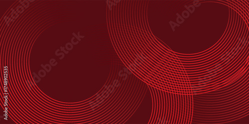 Abstract red background with glowing curve lines. Modern shiny red gradient geometric circle lines pattern. Futuristic concept. vector eps10