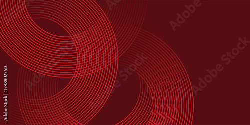 Abstract red background with glowing curve lines. Modern shiny red gradient geometric circle lines pattern. Futuristic concept. vector eps10