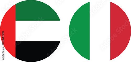 Free Download Dubai and Italy Circular Flags — Symbol of Global Friendship and Diplomatic Unity and the transparent background 
 - GFXLoad