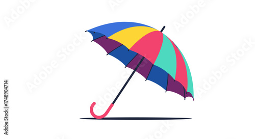A colorful umbrella providing protection from rain and sun on a bright day.