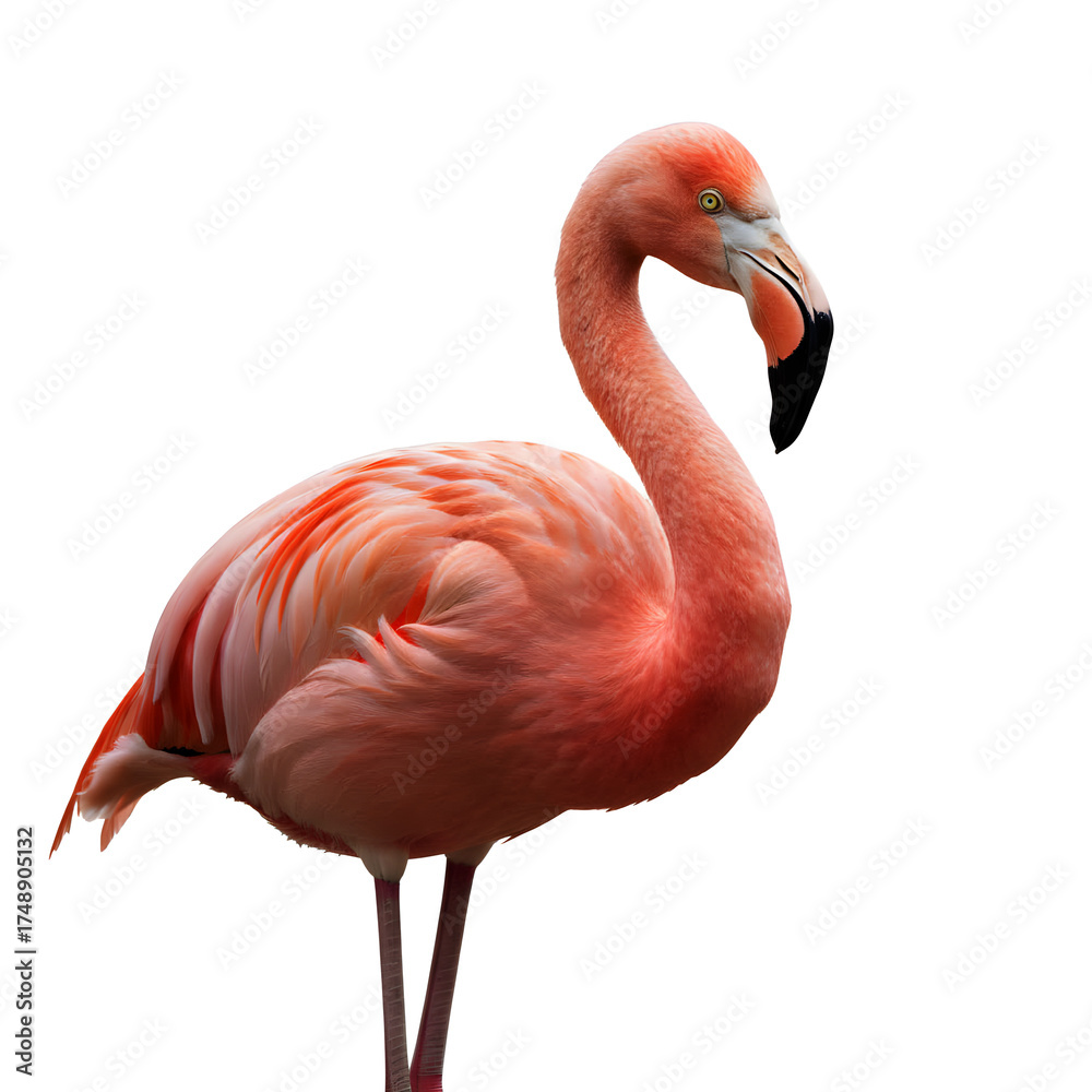 Obraz premium Elegant Pink Flamingo Isolated on transparan Background