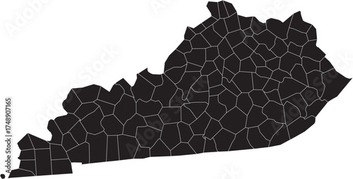 Kentucky State Map Silhouette With County Lines