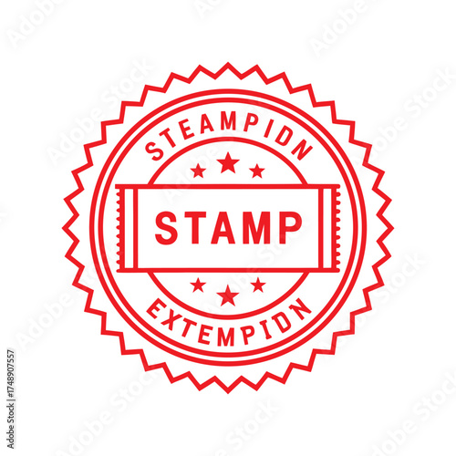 Red Circular Stamp With The Word Stamp And Stars On White Background seal emblem