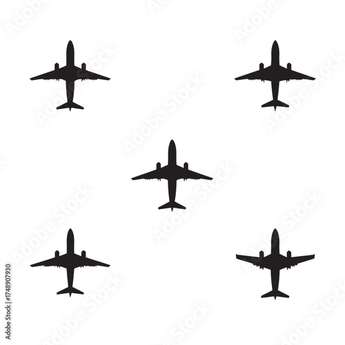 Airplane flying in clear sky vector illustration