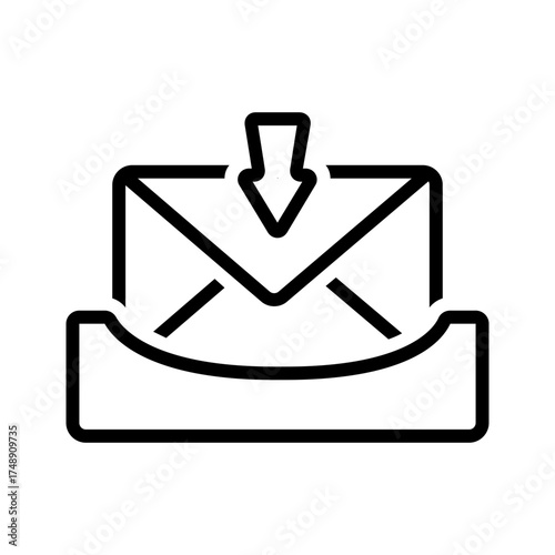 Vector black line icon for Inbox