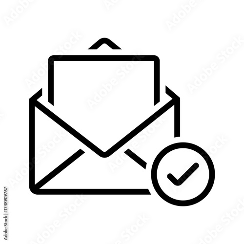 Vector black line icon for Read mail