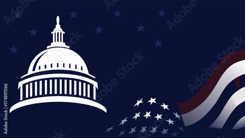 constitution day and citizenship day background design with capitol building and american flag suitable for constitution day and citizenship day on united states

