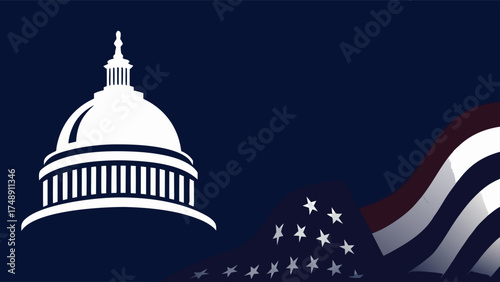 constitution day and citizenship day background design with capitol building and american flag suitable for constitution day and citizenship day on united states

