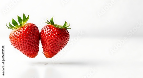 Wallpaper Mural Detailed Close-up of Two Juicy, Red Garden Strawberries In White Background Torontodigital.ca