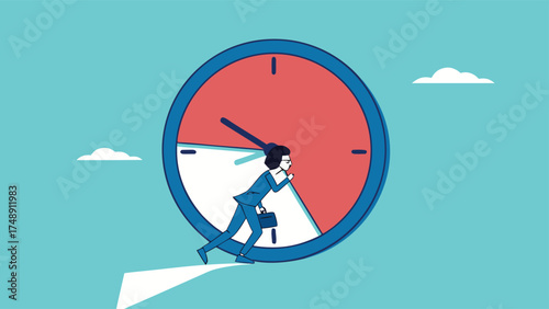 working 9 to 5 concept illustration, office work routine by working everyday, burnout or work life balance, overwork every day, businessmen employee who are tired of working beyond 9 to 5 work hours

