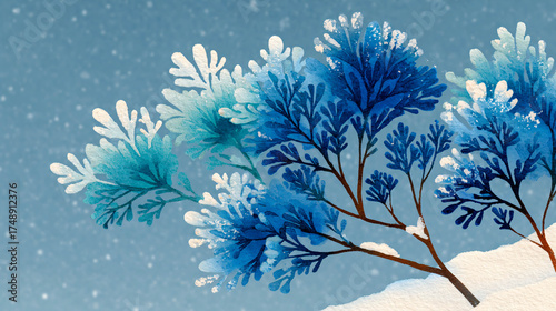 Watercolor Winter Card with Snowflakes