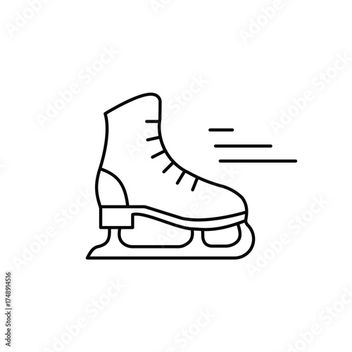 Minimalist ice skating boot vector icon.