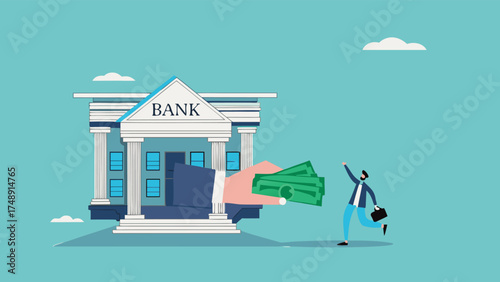 business loan, Bank offer money loans for business capital with an agreement, restore business financial stability using bank loans, businesswoman owner receives a business capital loan from the bank
