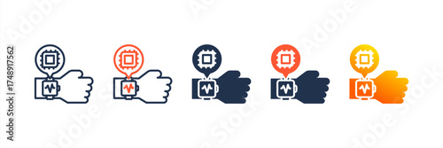 Ai Fitness Tracker icon set multiple style collection