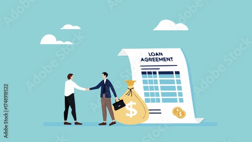 two business people shaking hands for business agreement with agreement paper that has been signed by both parties, cooperation in business to achieve certain targets, business cooperation contract

