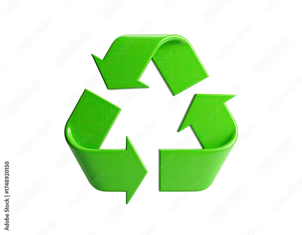 Obraz premium Bright, 3D green arrows in a triangular loop on a black background