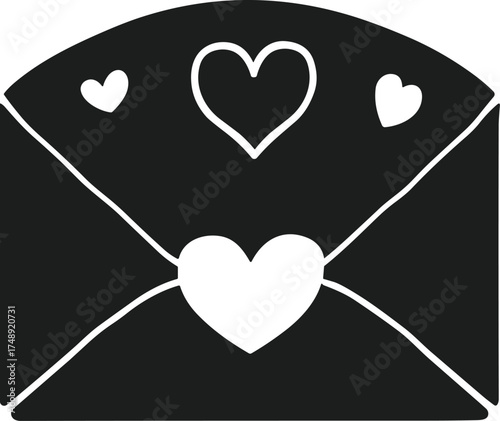 Love Letter Silhouette Vector – Romantic Valentine Envelope Illustration