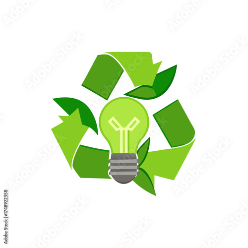 Green Lightbulb Within a Recycling Symbol Illustration